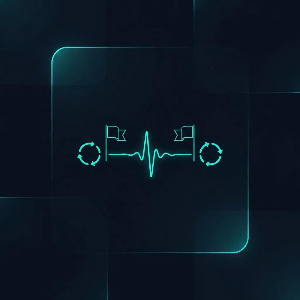 Ilustración de una onda de sonido entre dos marcas de inicio y fin, con flechas de repetición